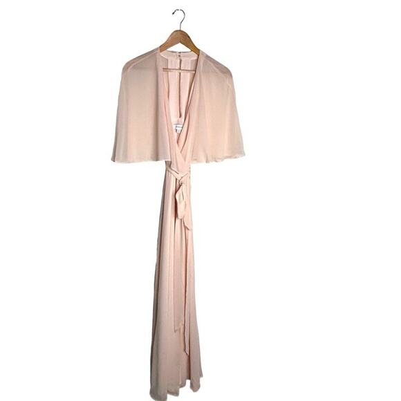 Modcloth Gown Chiffon Blush Pink Size Medium Wrap Dress Queen of Eden Maxi NEW - Picture 2 of 15